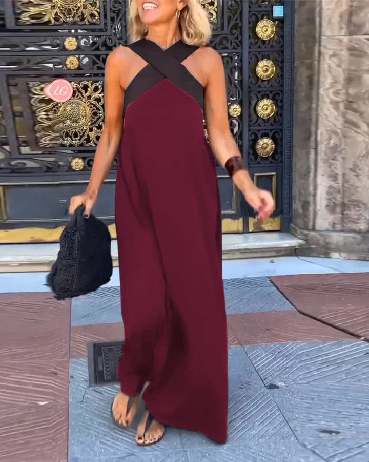Delphine | Women's Summer Maxi Dress with Crossed Neckline | Effortless Elegance for Sunny Days