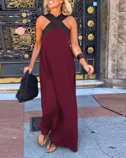 Delphine | Women's Summer Maxi Dress with Crossed Neckline | Effortless Elegance for Sunny Days