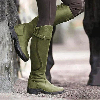 Delyra | Women's Knee High Boots in Black Leather with Cushioned Insole | Elegant Tall Design for All-Day Comfort