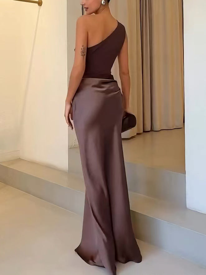 One Shoulder Pleated Maxi Dress – Elegant Floor-Length Gown 7