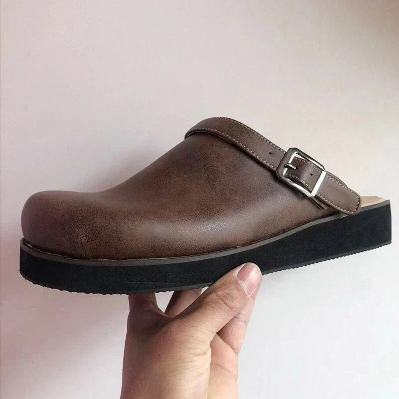 Eckhart | Orthopaedic Leather Clogs with Thick Sole | Stylish Comfort for Everyday Wear