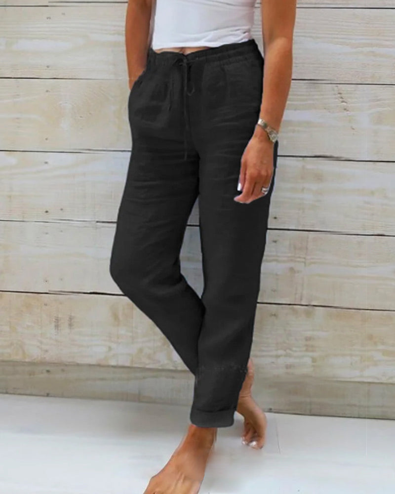 Effortless Elegance | Women's Stretchy Lightweight Pants with Elastic Waist | Comfortable Design for All-Day Wear