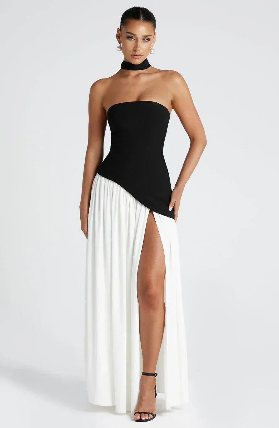 Elegant Asymmetric Maxi Dress for Women with Fitted Silhouette | Perfect Long Dress for Weddings and Formal Events