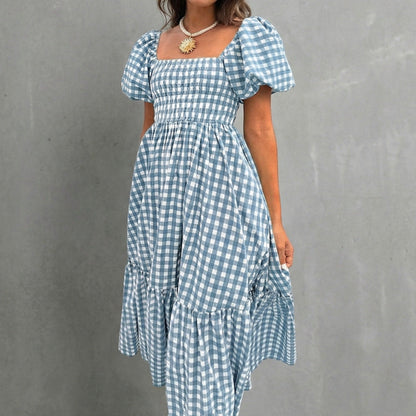 Elegant Bohemian Dress | Women's Dress with Waist-Cinching Design | Chic Puff Sleeves for Effortless Spring Style