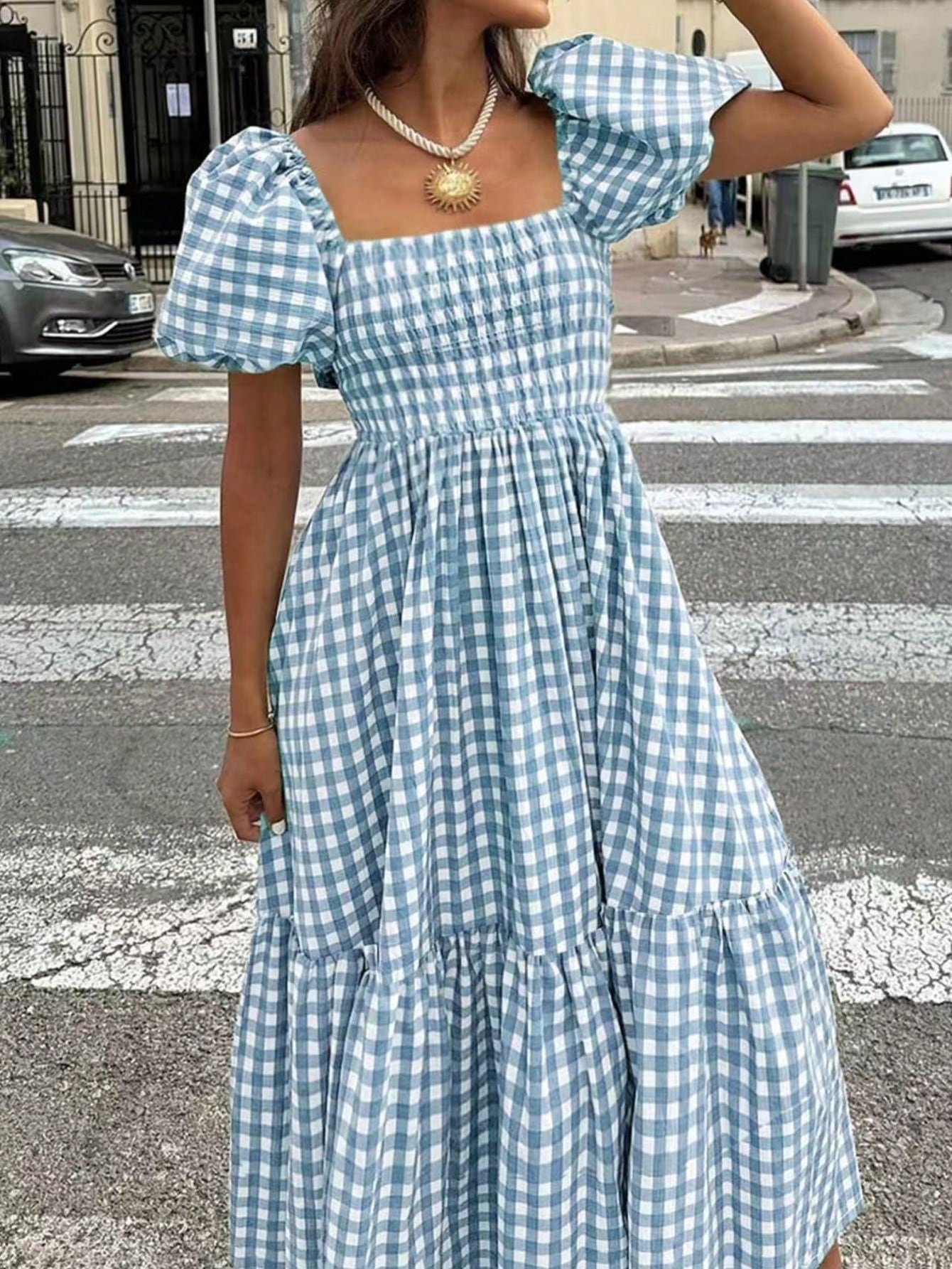 Elegant Bohemian Dress | Women's Dress with Waist-Cinching Design | Chic Puff Sleeves for Effortless Spring Style