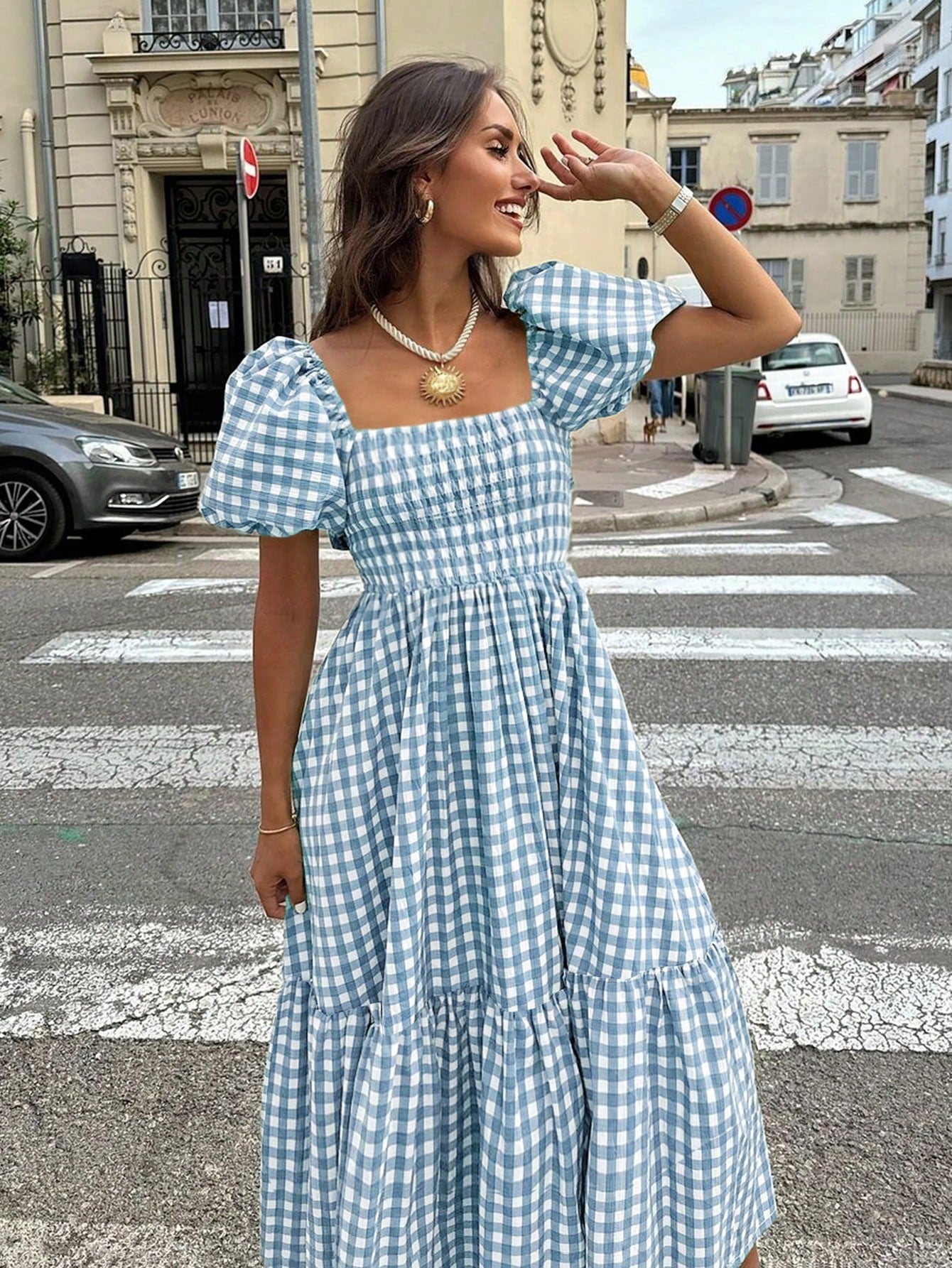 Elegant Bohemian Dress | Women's Dress with Waist-Cinching Design | Chic Puff Sleeves for Effortless Spring Style