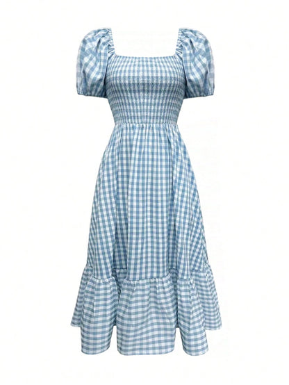 Elegant Bohemian Dress | Women's Dress with Waist-Cinching Design | Chic Puff Sleeves for Effortless Spring Style