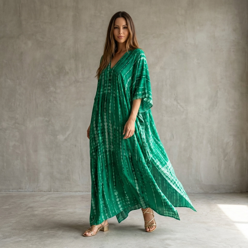 Elegant Caftan Maxi Dress | Women's Dress with Flowing Silhouette for Effortless Summer Style