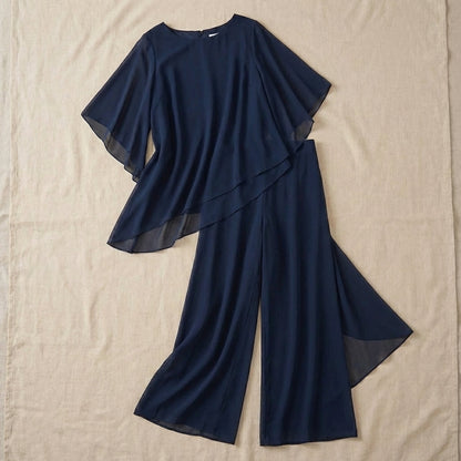 Elegant Co Ord Set | Women's Two Piece Set with Flattering Draped Top | Effortless Style for All-Day Comfort