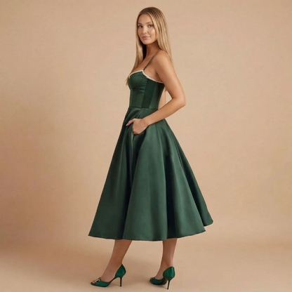 Elegant Collection | Women's Cocktail Midi Dress with Sweetheart Neckline | Flattering Fit for Timeless Style