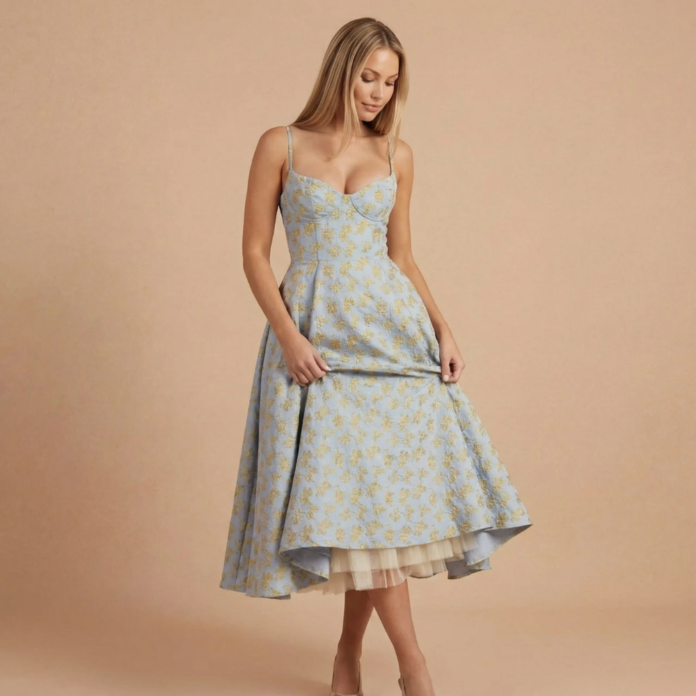 Elegant Collection | Women's Cocktail Midi Dress with Sweetheart Neckline | Flattering Fit for Timeless Style