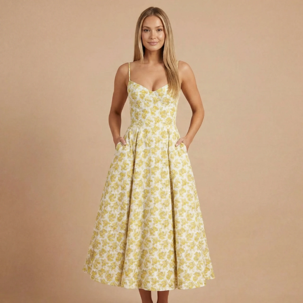 Elegant Collection | Women's Cocktail Midi Dress with Sweetheart Neckline | Flattering Fit for Timeless Style