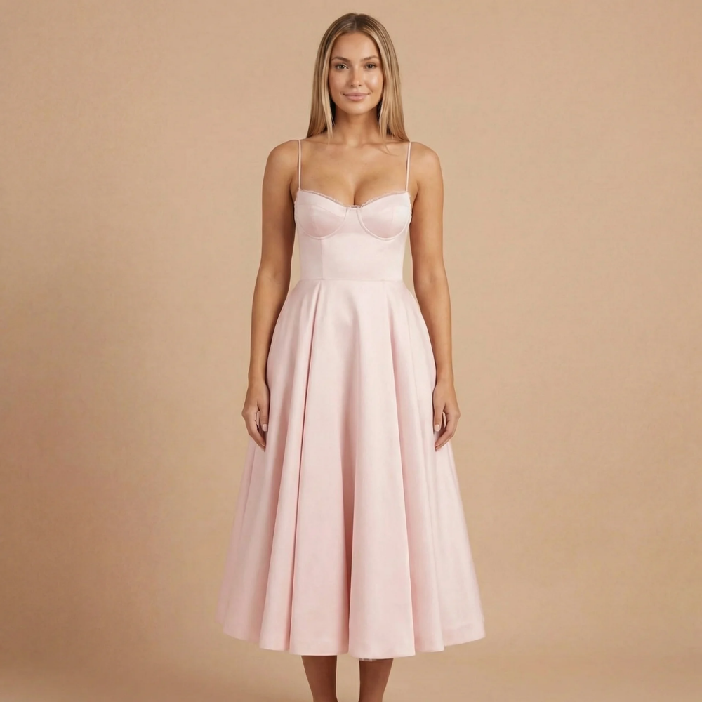 Elegant Collection | Women's Cocktail Midi Dress with Sweetheart Neckline | Flattering Fit for Timeless Style