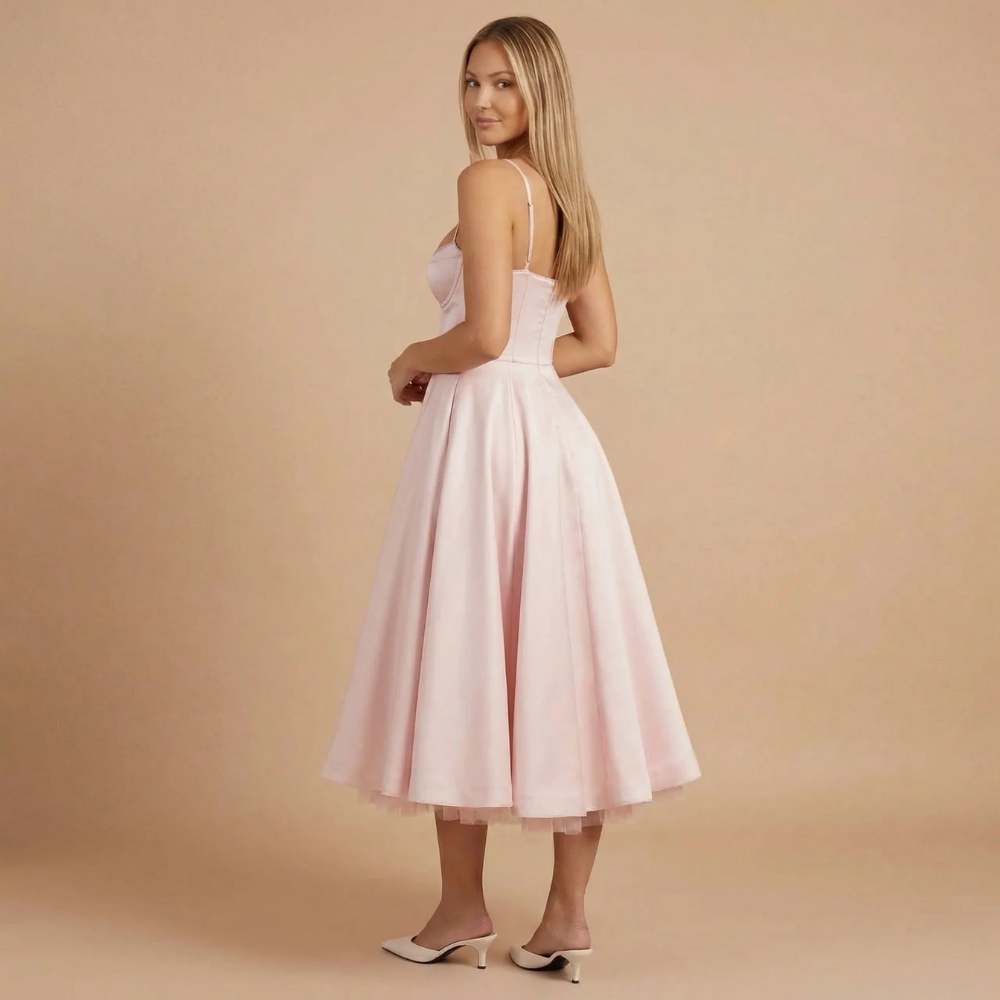 Elegant Collection | Women's Cocktail Midi Dress with Sweetheart Neckline | Flattering Fit for Timeless Style
