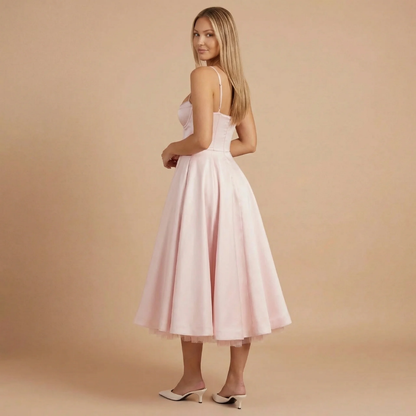 Elegant Collection | Women's Cocktail Midi Dress with Sweetheart Neckline | Flattering Fit for Timeless Style