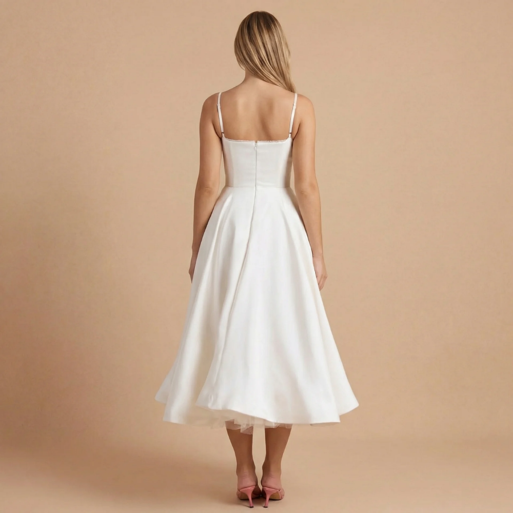 Elegant Collection | Women's Cocktail Midi Dress with Sweetheart Neckline | Flattering Fit for Timeless Style