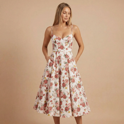 Elegant Collection | Women's Cocktail Midi Dress with Sweetheart Neckline | Flattering Fit for Timeless Style