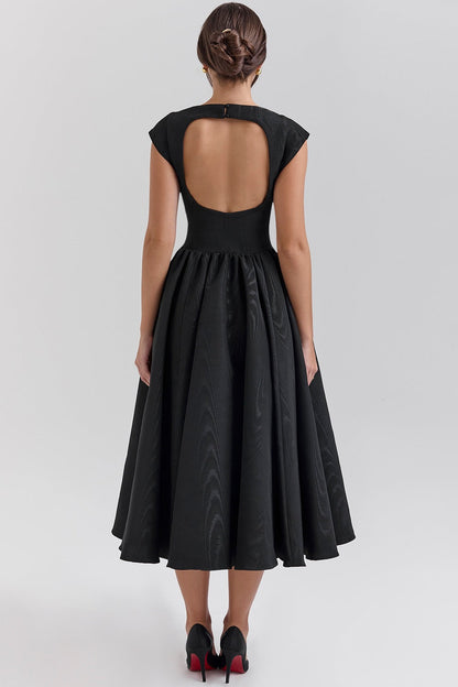 Elegant Collection | Women's Dress with Boat Neckline & Pleated Skirt | Timeless Style for Formal Events