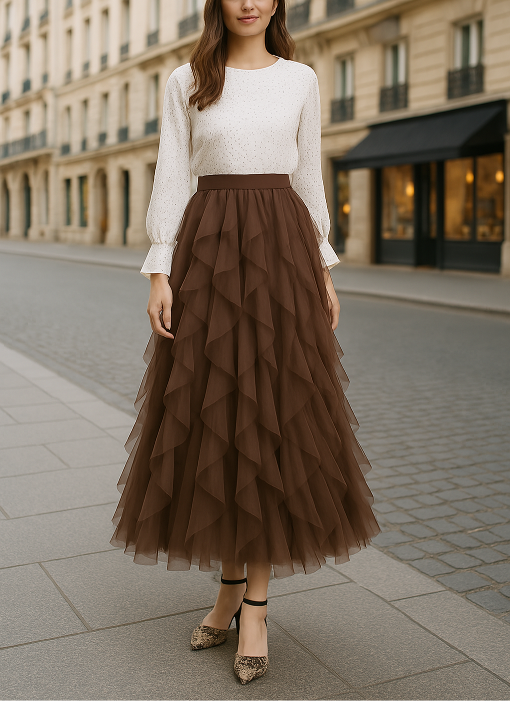 Elegant Collection | Women's Midi Skirt with Layered Tulle Design | Versatile Fashion Staple for Any Occasion