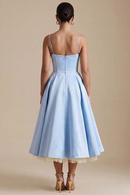 Elegant Corset Midi Dress | Women's Dress with Flared Skirt for Timeless Sophistication