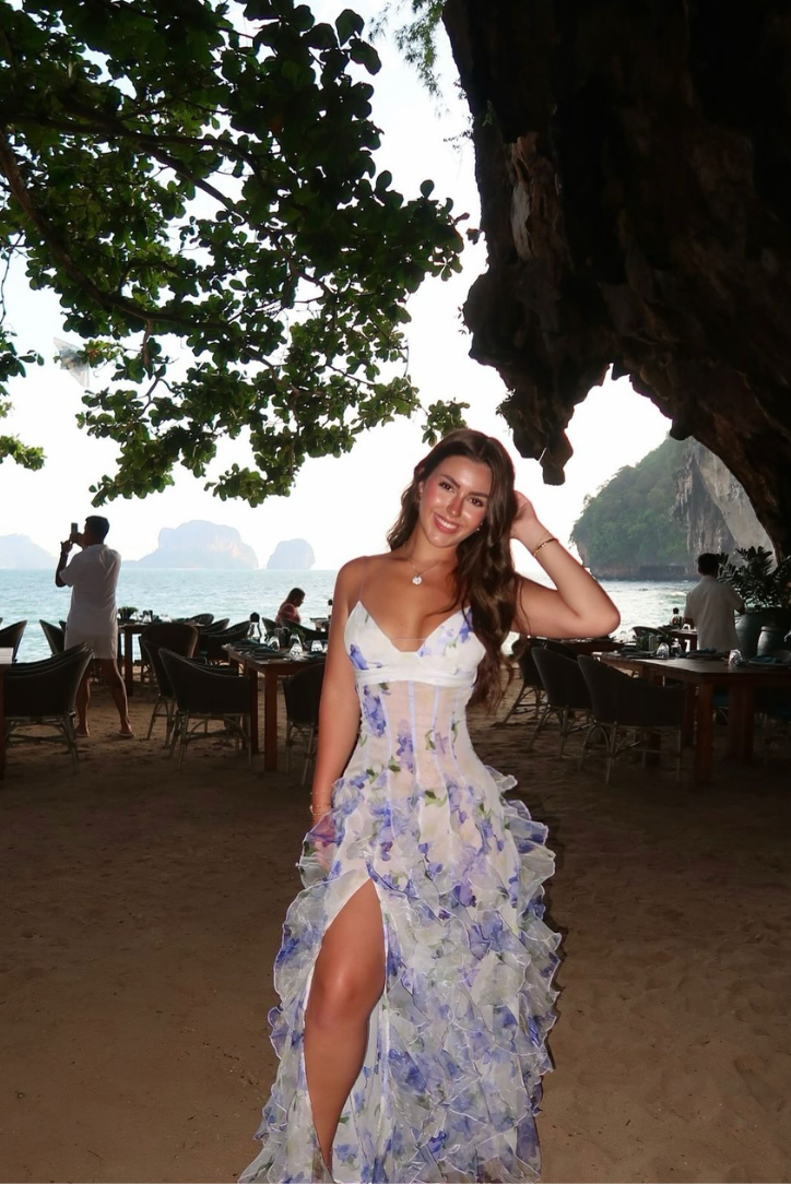 Elegant Floral Maxi Dress | Women's Dress with Cut-Out Design for Effortless Summer Style