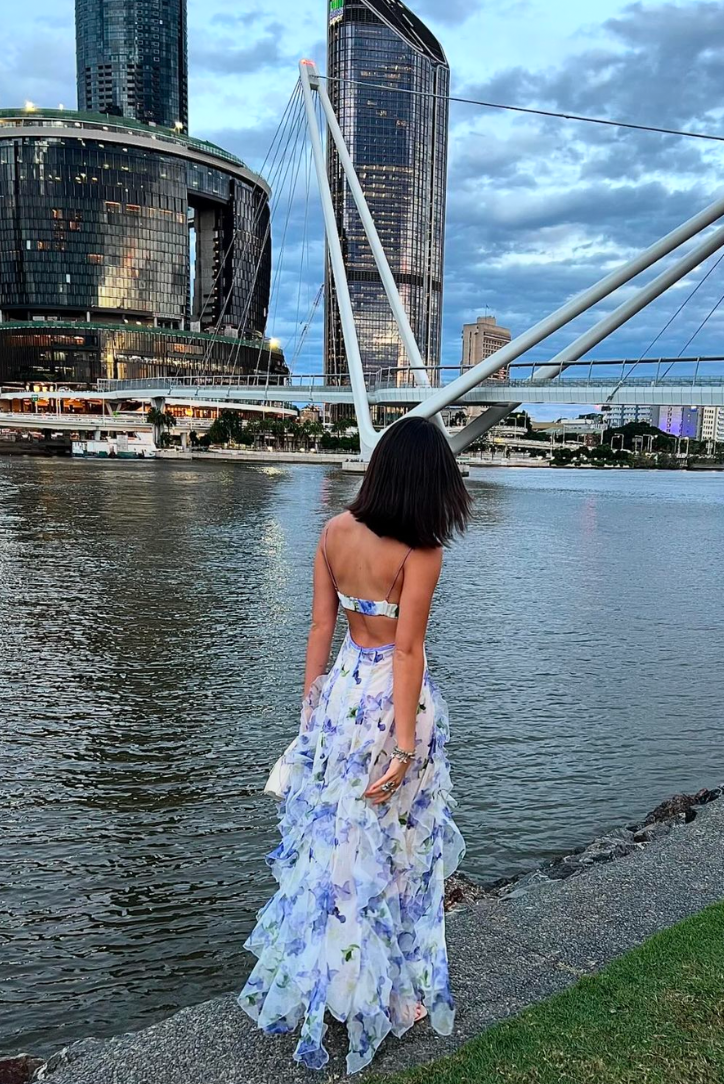 Elegant Floral Maxi Dress | Women's Dress with Cut-Out Design for Effortless Summer Style