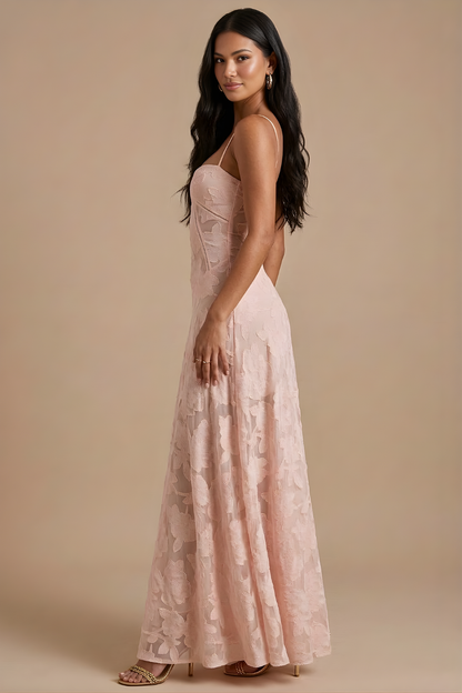 Elegant Lace Maxi Dress | Women's Dress with Spaghetti Straps & Corset Back for Timeless Style