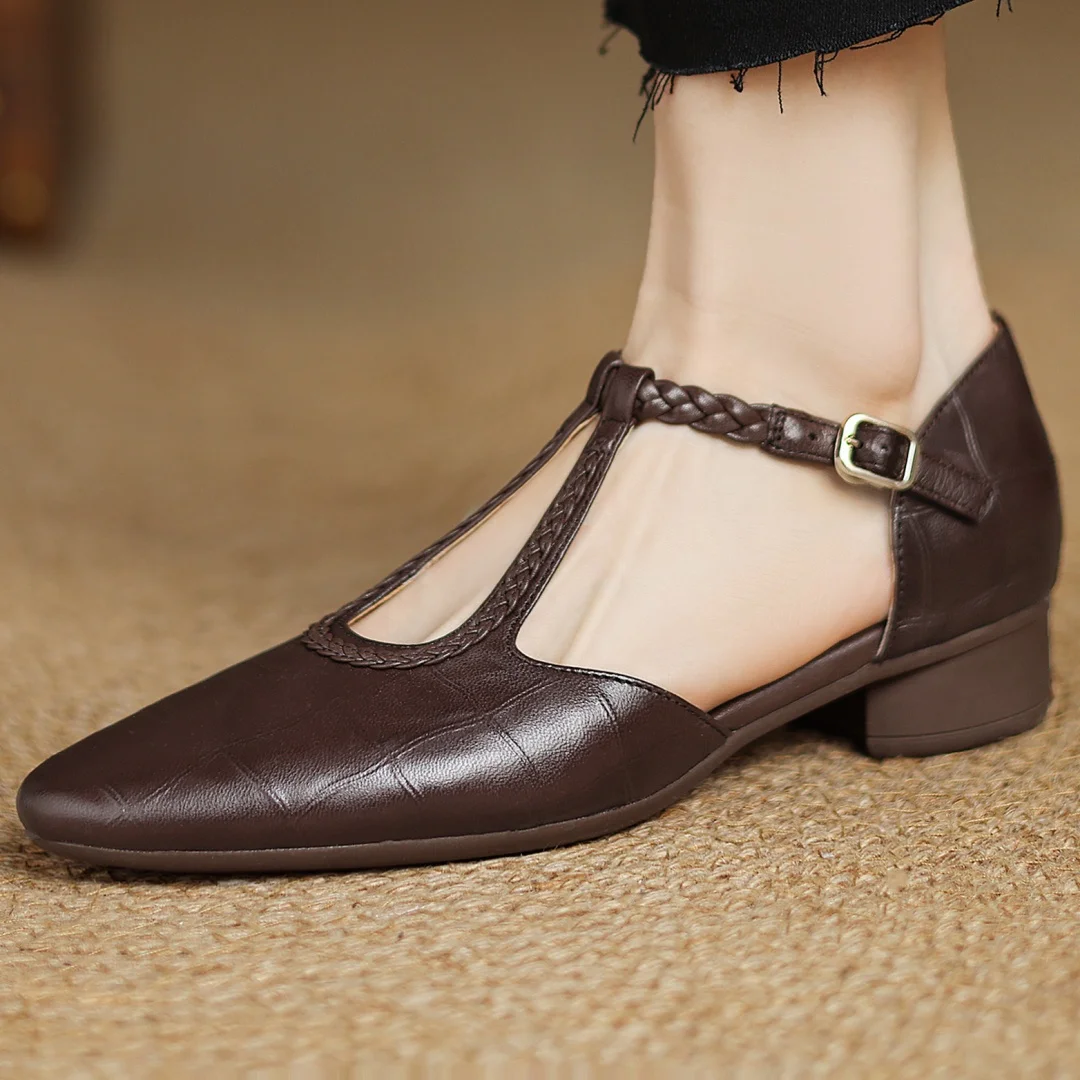 Elegant Leather Mary Janes | T-Strap Design with Cushioned Sole | Comfortable Women's Shoes for Everyday Style