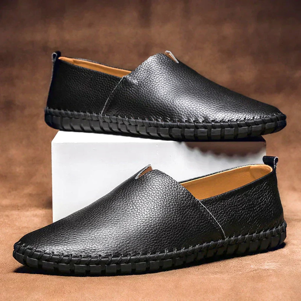 Elegant Loafers | Black Leather Slip-Ons with Cushioned Insole | Comfortable Footwear for Women