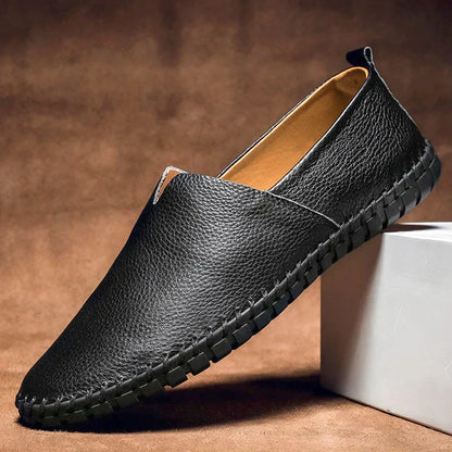 Elegant Loafers | Black Leather Slip-Ons with Cushioned Insole | Comfortable Footwear for Women