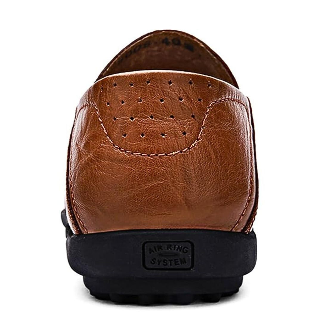 Elegant Loafers | Black Leather Slip-Ons with Perforated Design | Stylish Comfort for Women
