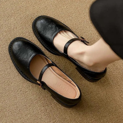 Elegant Mary Jane Flat Shoes for Women with Cushioned Insole | Adjustable Strap for All-Day Comfort