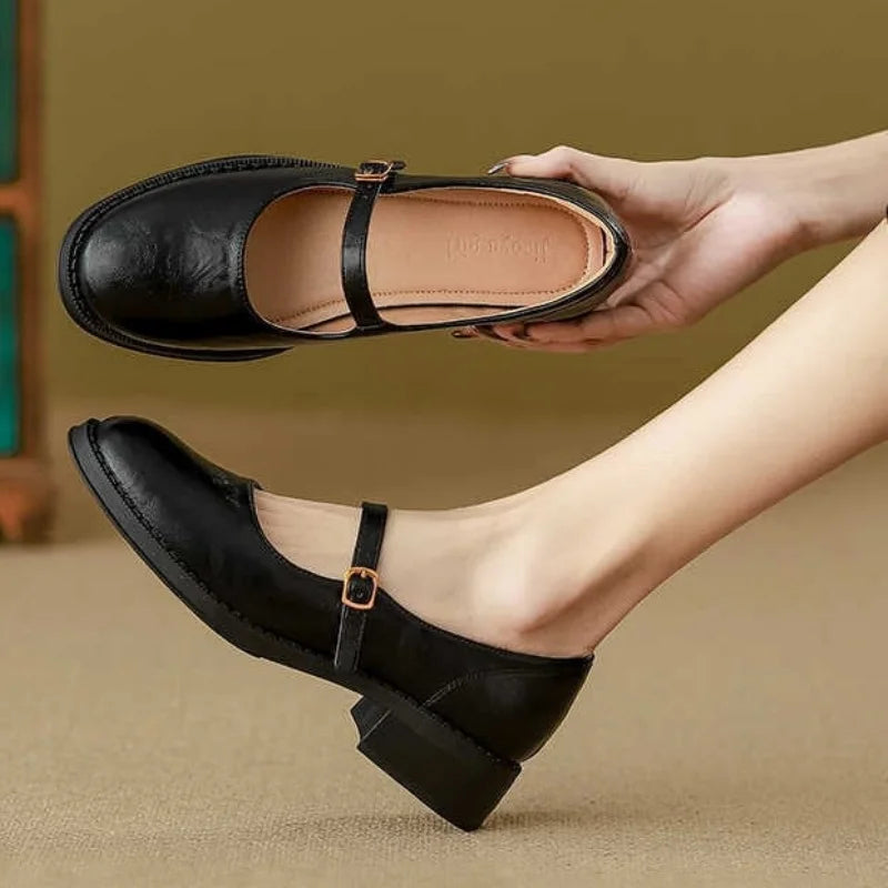 Elegant Mary Jane Flat Shoes for Women with Cushioned Insole | Adjustable Strap for All-Day Comfort