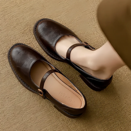 Elegant Mary Jane Flat Shoes for Women with Cushioned Insole | Adjustable Strap for All-Day Comfort