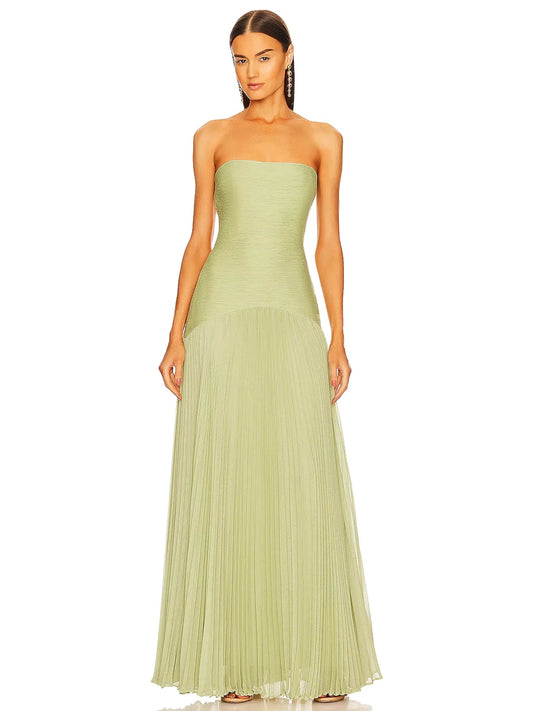 Elegant Maxi Dress | Strapless Pleated Design with Flowy Skirt for Effortless Style