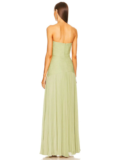 Elegant Maxi Dress | Strapless Pleated Design with Flowy Skirt for Effortless Style