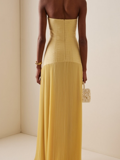 Elegant Maxi Dress | Strapless Pleated Design with Flowy Skirt for Effortless Style
