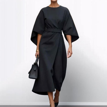 Elegant Maxi Dress | Women's Dress with Satin Feel & Batwing Sleeves | Versatile Wedding Guest Dress for Effortless Style