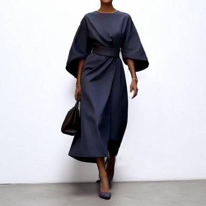 Elegant Maxi Dress | Women's Dress with Satin Feel & Batwing Sleeves | Versatile Wedding Guest Dress for Effortless Style