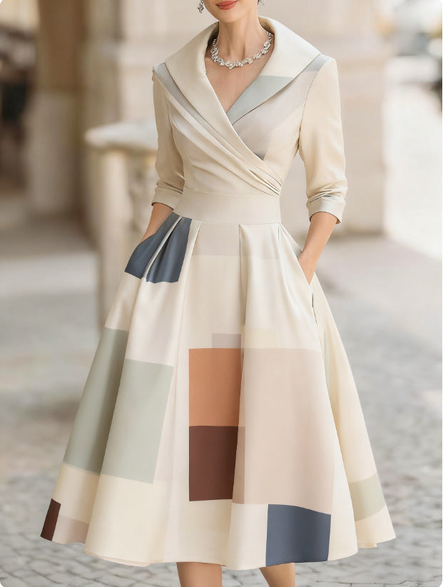 Elegant Midi Dress | Women's Dress with Floral Print & Structured Fit | Perfect for Wedding Guests and Formal Events