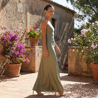 Elegant One Shoulder Maxi Dress with Asymmetrical Neckline | Stylish Long Dress for Formal Events
