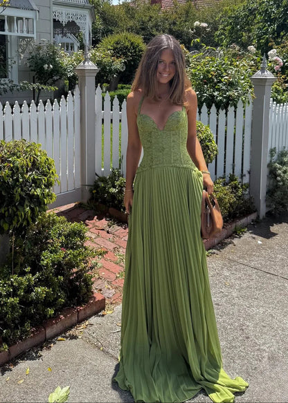 Elegant Pleated Maxi Dress with Structured Corset Design | White Long Dress for Sophisticated Summer Events