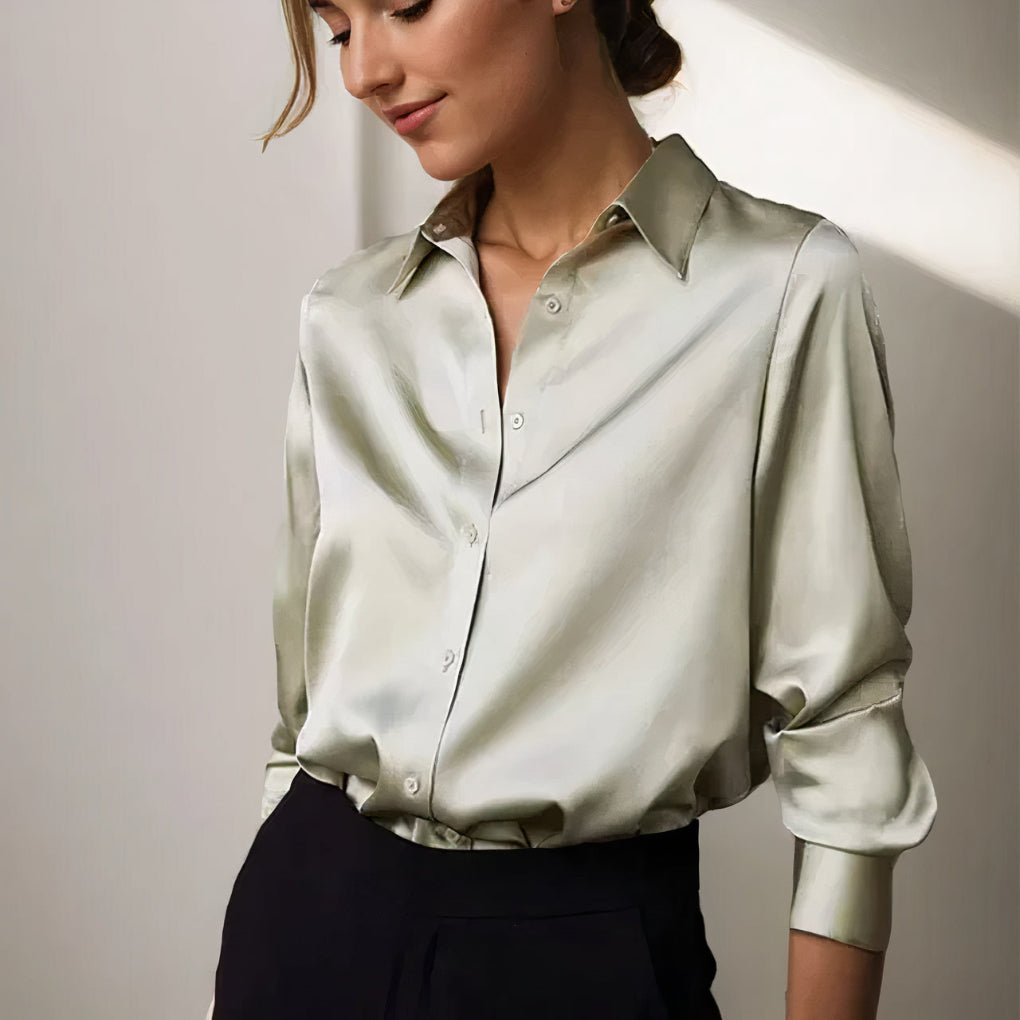 Elegant Satin Blouse | Women's Blouse with Subtle Shine | Timeless Style for Any Occasion