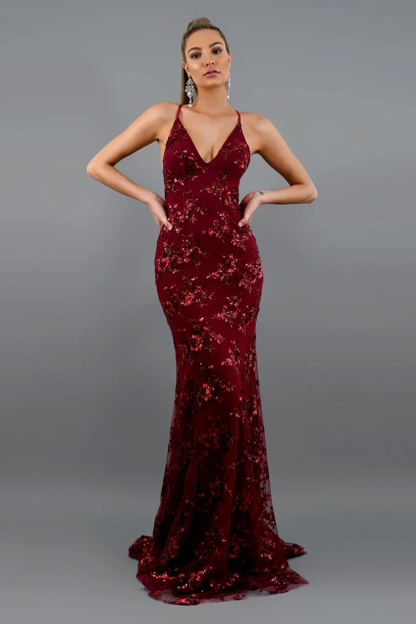 Elegant Sequin Maxi Dress | Women's Formal Gown with Fitted Silhouette for Glamorous Events