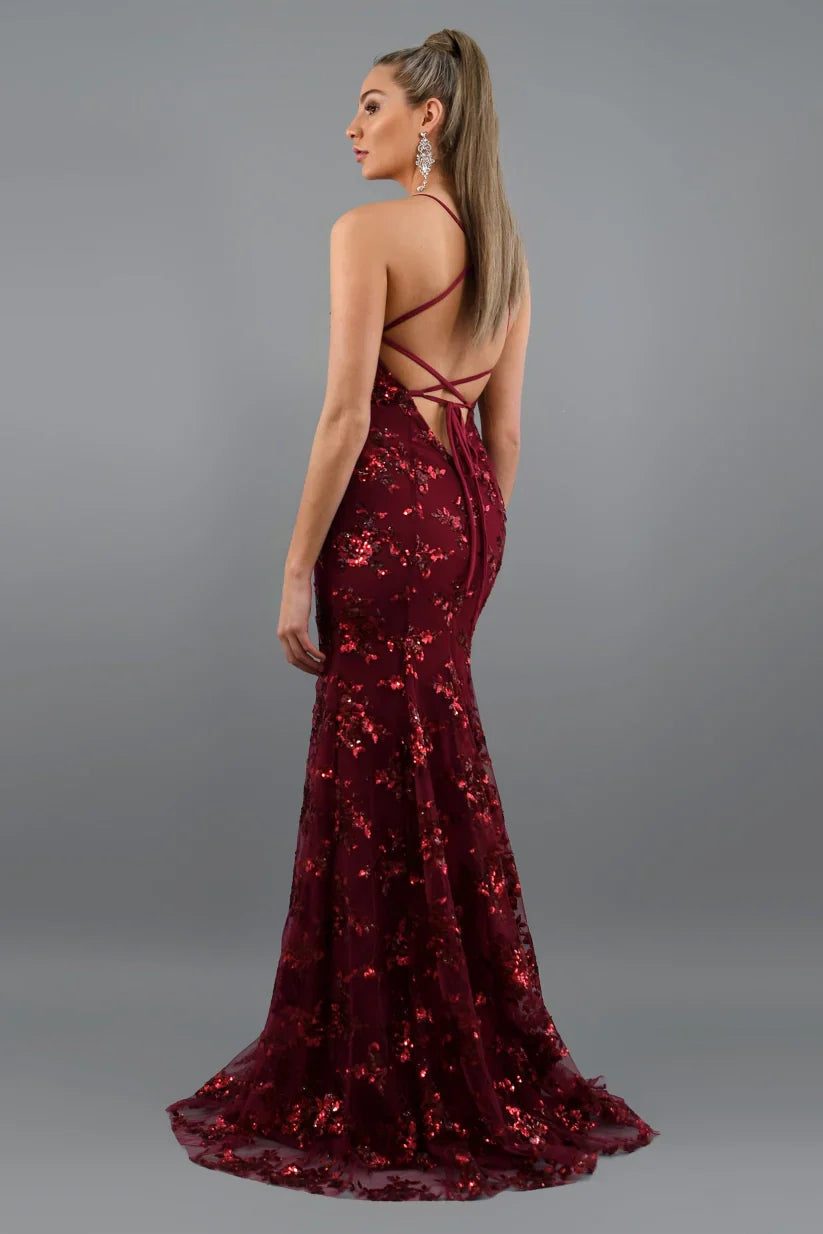 Elegant Sequin Maxi Dress | Women's Formal Gown with Fitted Silhouette for Glamorous Events