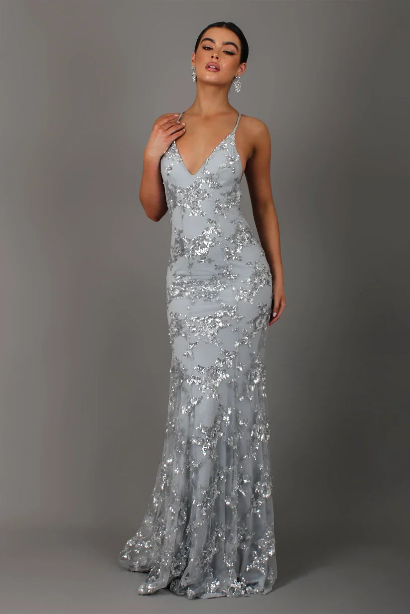 Elegant Sequin Maxi Dress | Women's Formal Gown with Fitted Silhouette for Glamorous Events
