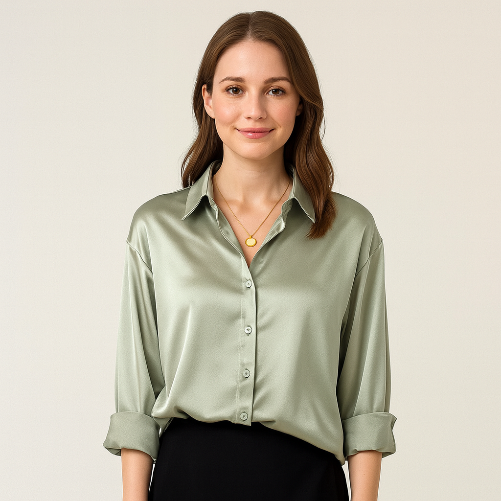 Elegant Silk Blouse for Women with Vintage Collar & Refined Cuffs | Timeless Style for Any Occasion