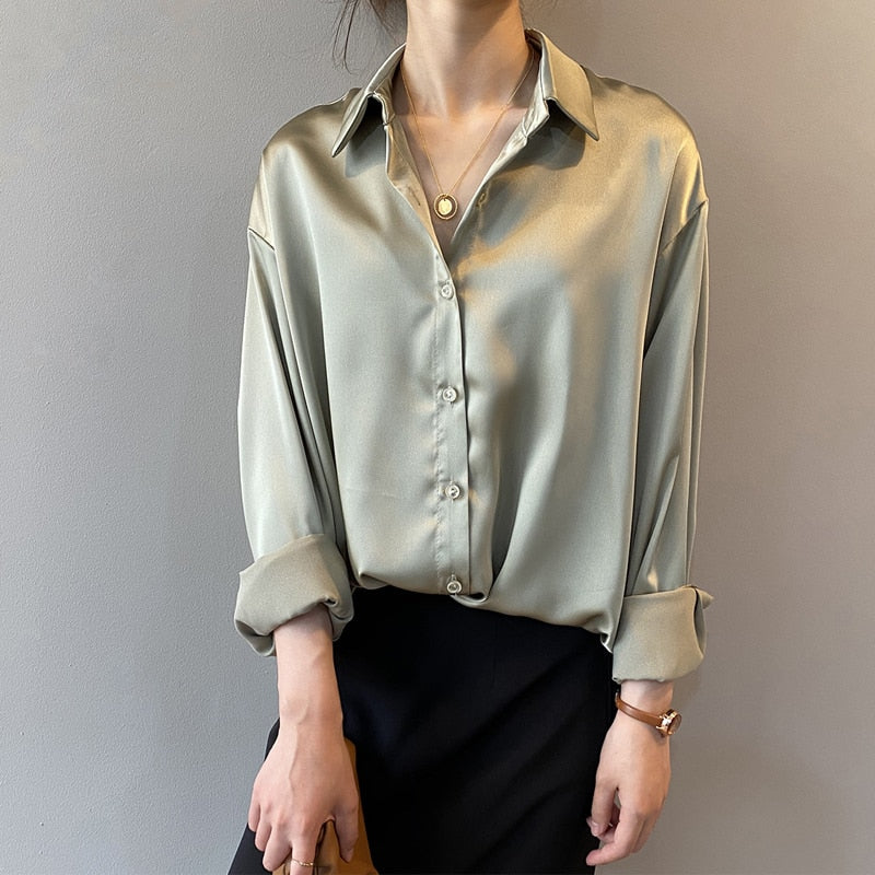 Elegant Silk Blouse for Women with Vintage Collar & Refined Cuffs | Timeless Style for Any Occasion