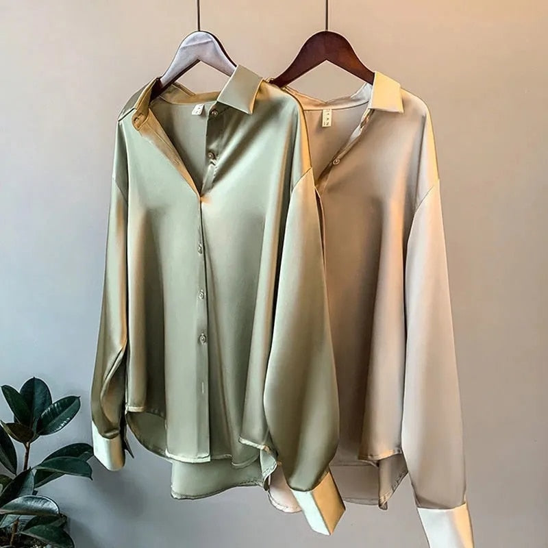 Elegant Silk Blouse for Women with Vintage Collar & Refined Cuffs | Timeless Style for Any Occasion