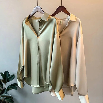 Elegant Silk Blouse for Women with Vintage Collar & Refined Cuffs | Timeless Style for Any Occasion